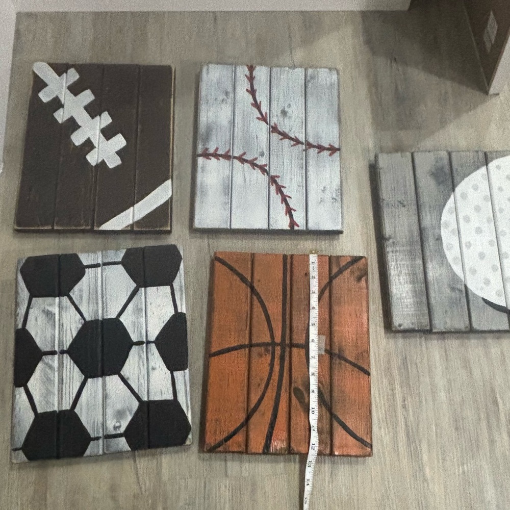 Sports-Themed Wooden Wall Art Set